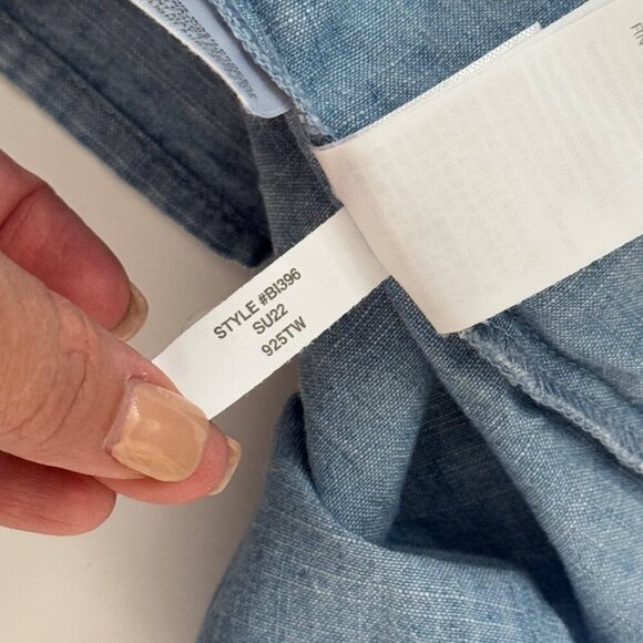 J. Crew Factory NEW READ Blue Chambray Cotton Layer Dress Ruffle Sleeve Mini 2P - Picture 10 of 13